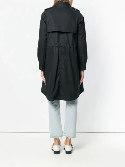 Shop Woolrich Double Breasted Rain Coat - Black