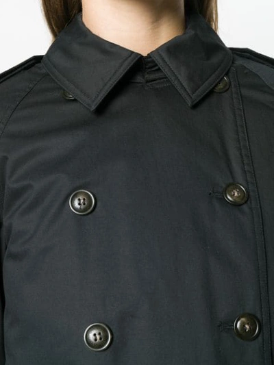 Shop Woolrich Double Breasted Rain Coat - Black