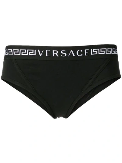 Shop Versace Logo Briefs - Black
