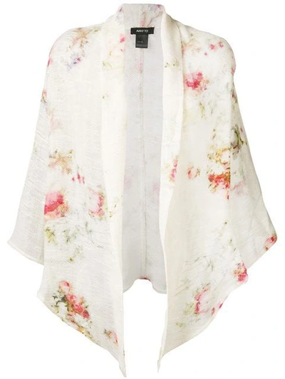 Shop Avant Toi Printed Tie Front Cardigan In White