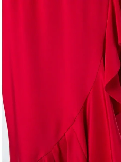 Shop Adam Lippes Ruffled Asymmetric Midi Skirt In Red