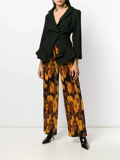 Shop Richard Quinn Printed Palazzo Trousers In Yellow