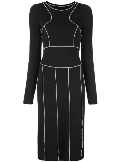 Shop Maison Margiela Stitch-jacquard Midi Dress In Black