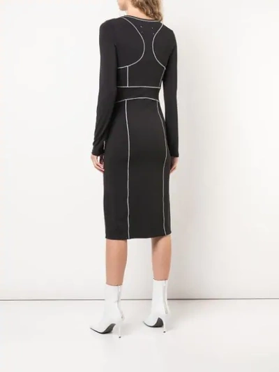 Shop Maison Margiela Stitch-jacquard Midi Dress In Black