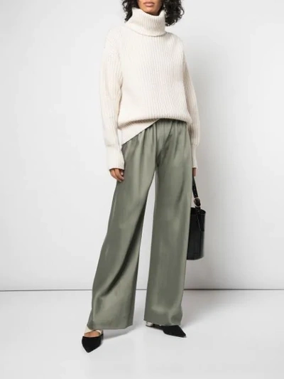 Shop The Row Wide Leg Trousers In Green