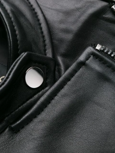 Shop Pinko Cropped Biker Jacket In Black