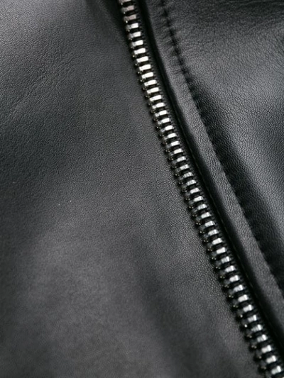 Shop Pinko Cropped Biker Jacket In Black