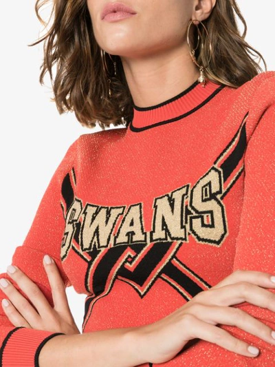 Shop Off-white "swans" Varsity Style Crew Neck - Red