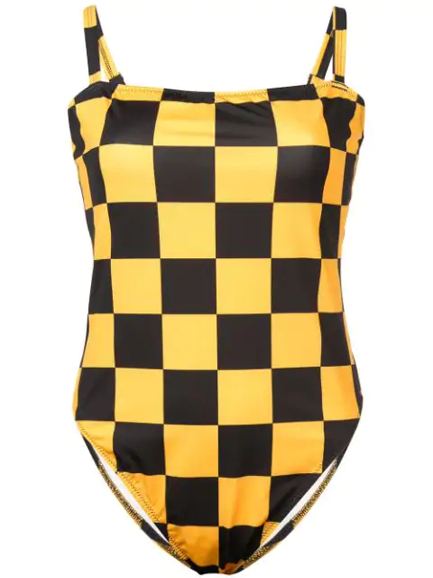 yellow checkered swimsuit
