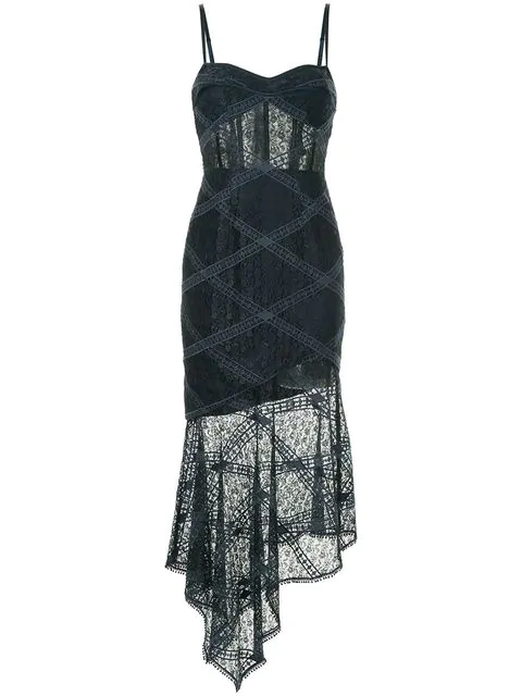 Manning Cartell Embroidered Asymmetric Bustier Dress In Blue | ModeSens