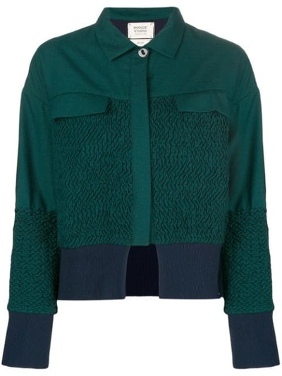Shop Bodice Merino Wool Kantha Embroidered Jacket In Green