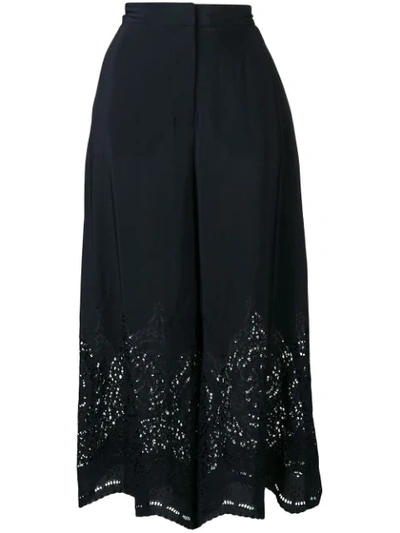 Shop Stella Mccartney Embroidered Palazzo Pants In Blue