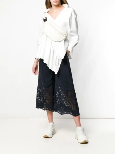 Shop Stella Mccartney Embroidered Palazzo Pants In Blue