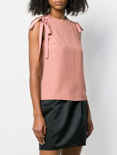Shop Red Valentino Lace Up Detail Top In Pink