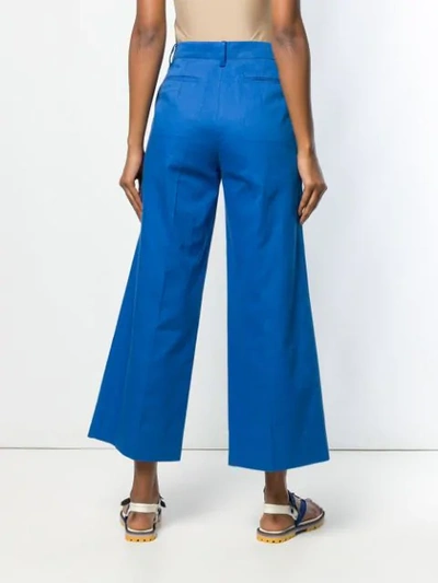 Shop Sonia Rykiel Cropped Wide-leg Trousers In Blue