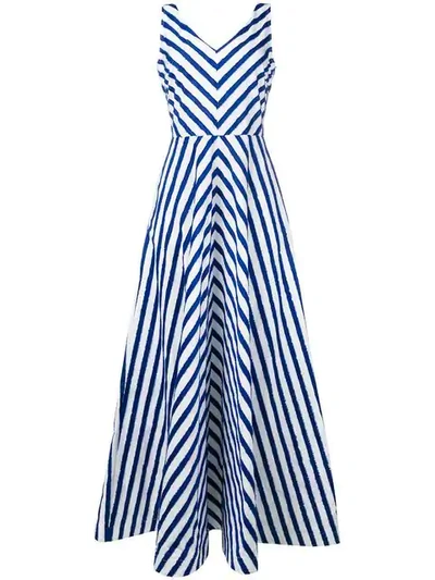 Shop Sara Roka Striped Fil Coupé Dress - Blue
