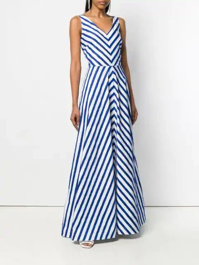 Shop Sara Roka Striped Fil Coupé Dress - Blue