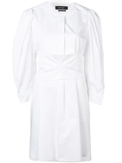 ISABEL MARANT BAND COLLAR SMOCK DRESS - 白色