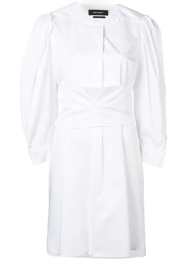 Shop Isabel Marant Band Collar Smock Dress In White