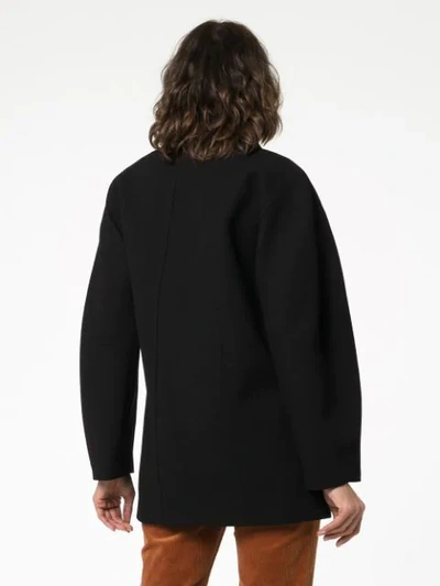 Shop Chloé Double-breasted Puff Sleeve Wool Coat In 001 Black