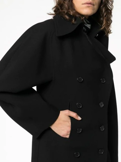 Shop Chloé Double-breasted Puff Sleeve Wool Coat In 001 Black