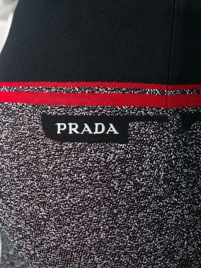 Shop Prada Contrasting Waistband Leggings In Grey