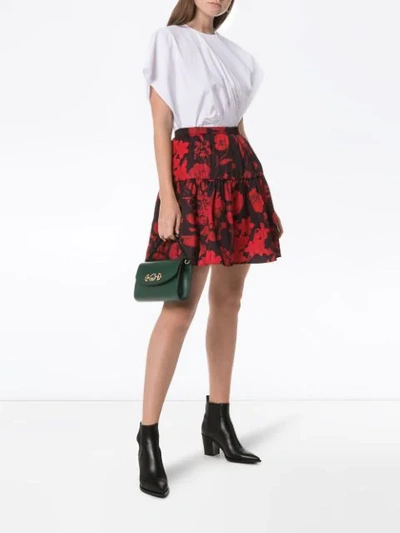 Valentino Gestufter Minirock Mit Blumen In Red