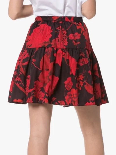 Valentino Gestufter Minirock Mit Blumen In Red