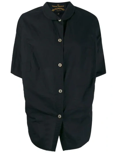 Shop Vivienne Westwood Anglomania Draped Button Shirt In Black