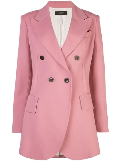 Shop Derek Lam Double Breasted Stretch Crepe Blazer In Pink