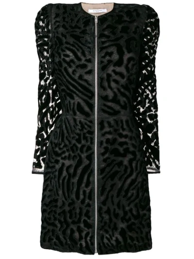 Shop Givenchy Leopard Print Zipped Dress - Black