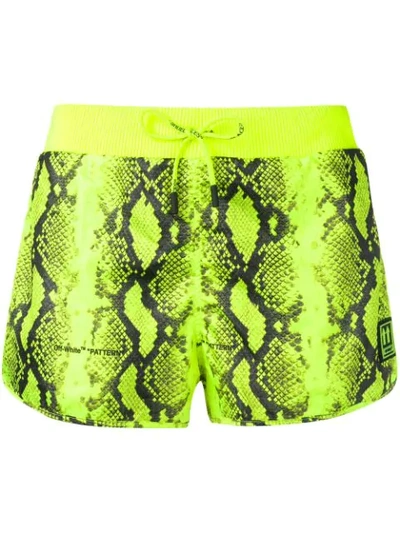 Shop Off-white Python Shorts In Yellow