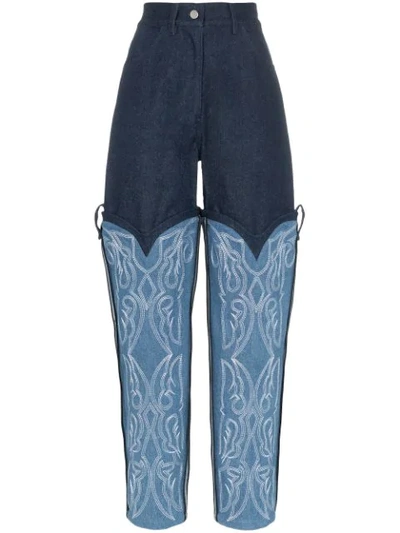 Shop Asai Cowboy Embroidered Jeans In Blue