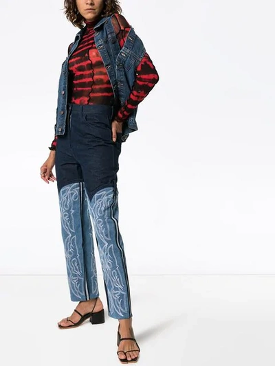 Shop Asai Cowboy Embroidered Jeans In Blue