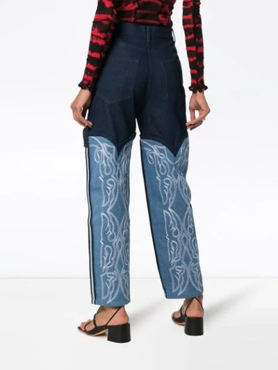 Shop Asai Cowboy Embroidered Jeans In Blue