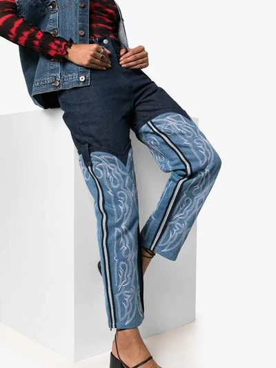 Shop Asai Cowboy Embroidered Jeans In Blue