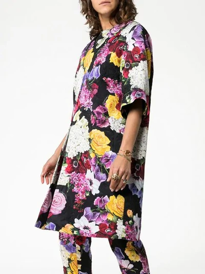 Shop Dolce & Gabbana Floral Print Short Sleeved Coat In Hnw86 Multicolor