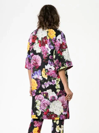 Shop Dolce & Gabbana Floral Print Short Sleeved Coat In Hnw86 Multicolor