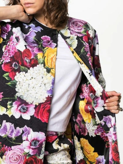 Shop Dolce & Gabbana Floral Print Short Sleeved Coat In Hnw86 Multicolor