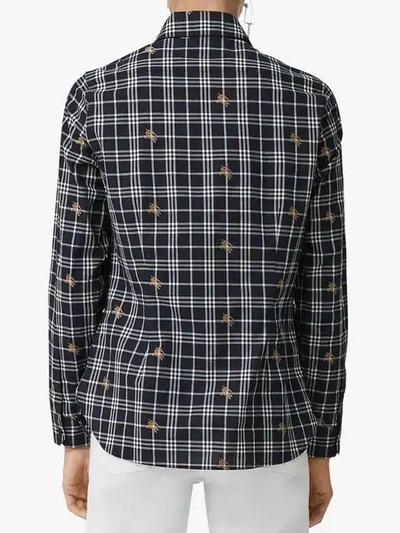 Shop Burberry Fil Coupé Check Cotton Shirt In Blue