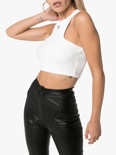 Shop Off-white Racer-back Crop Top In White