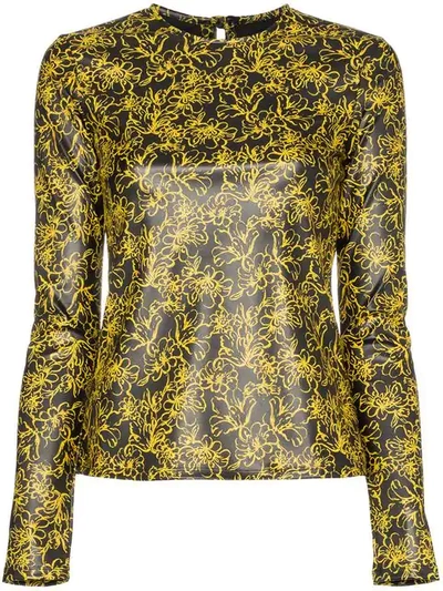 Shop Markoo Floral Print Fitted Top In Black