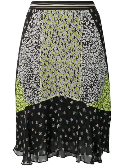 Shop Dorothee Schumacher Panelled Floral Print Skirt In Black