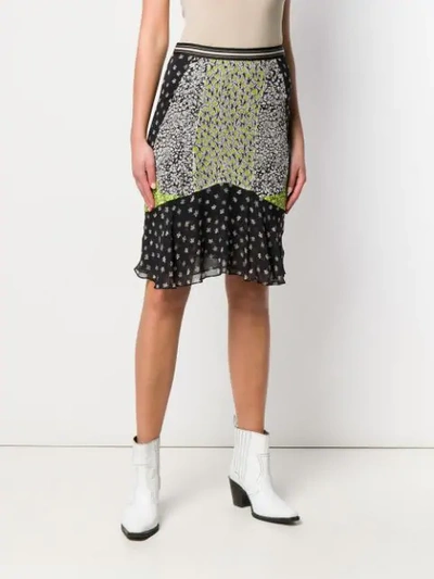 Shop Dorothee Schumacher Panelled Floral Print Skirt In Black
