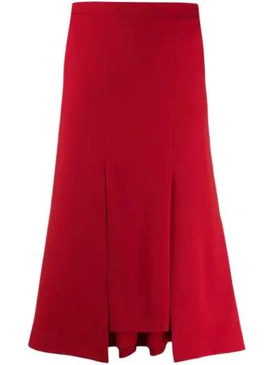 Shop Alexander Mcqueen Flared Midi Skirt In Red