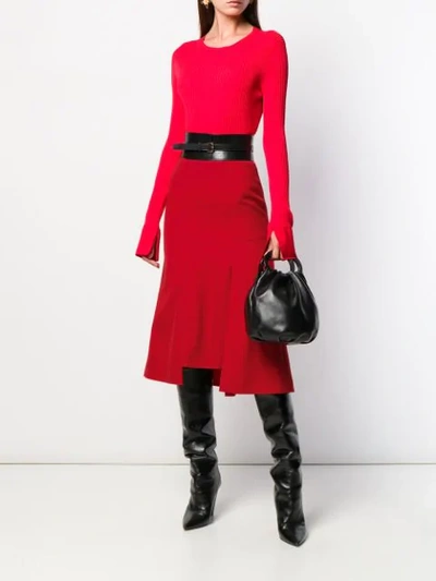 Shop Alexander Mcqueen Flared Midi Skirt In Red