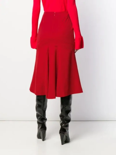 Shop Alexander Mcqueen Flared Midi Skirt In Red