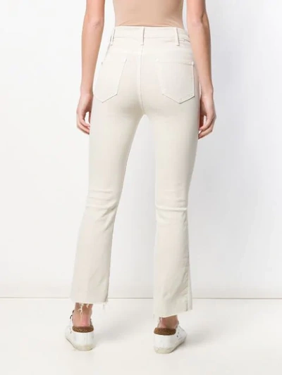 Shop Mother Cropped Bootcut Trousers In Neutrals