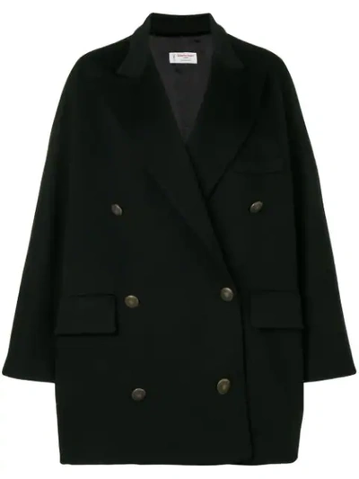 Shop Alberto Biani Double Breasted Oversized Coat In Black