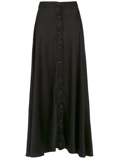 Shop Amir Slama Silk Long Skirt In Black